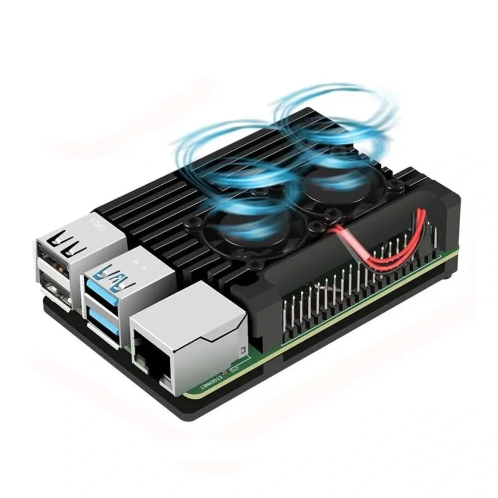 Metal Case For Raspberry Pi 4 B Armor Case with Dual Cooling Fan Aluminium